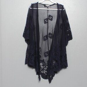 Maurice’s navy sheer floral lace kimono